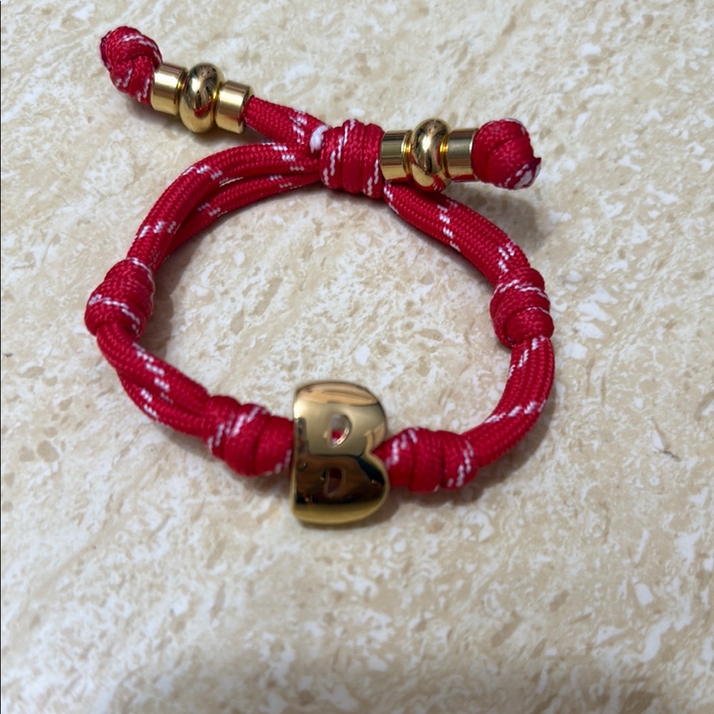 Red and Gold Bracelet with Initial Charm